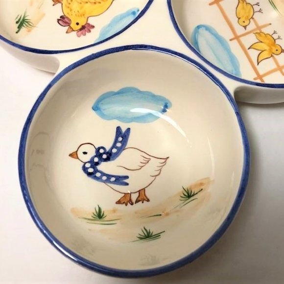 Hand Painted Ceramic Trio Dish | Vintage Serving Dish | Made in Portugal - Picture 3 of 8